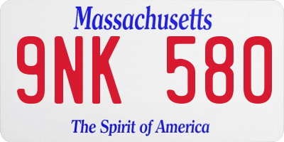 MA license plate 9NK580