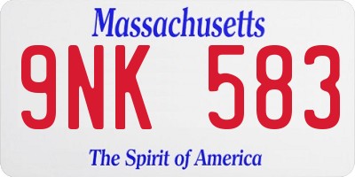 MA license plate 9NK583