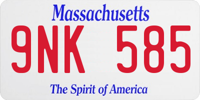 MA license plate 9NK585