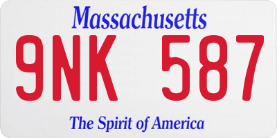 MA license plate 9NK587