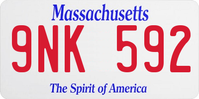 MA license plate 9NK592