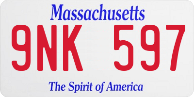 MA license plate 9NK597