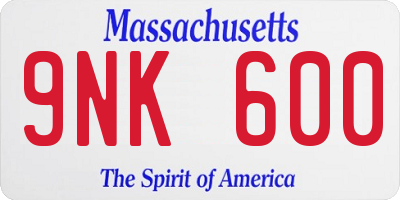MA license plate 9NK600