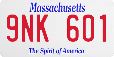 MA license plate 9NK601