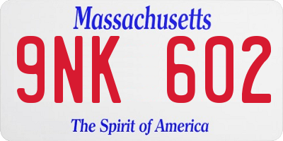 MA license plate 9NK602