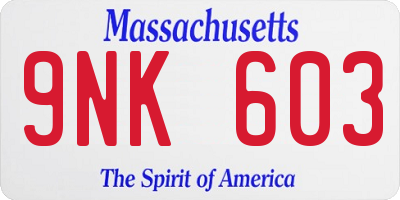 MA license plate 9NK603
