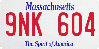 MA license plate 9NK604