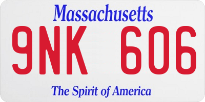 MA license plate 9NK606