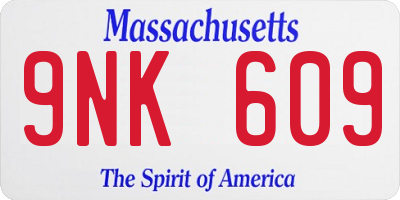 MA license plate 9NK609