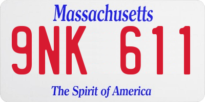 MA license plate 9NK611