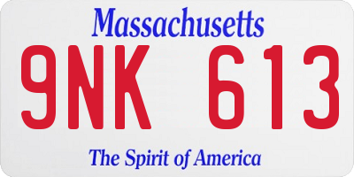 MA license plate 9NK613