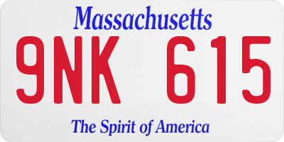 MA license plate 9NK615