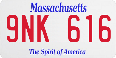 MA license plate 9NK616