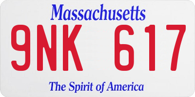 MA license plate 9NK617