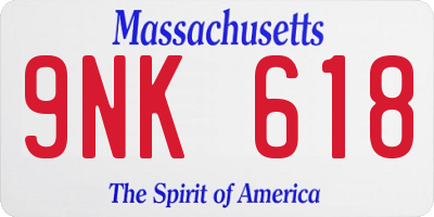 MA license plate 9NK618