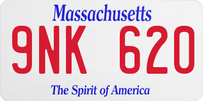MA license plate 9NK620