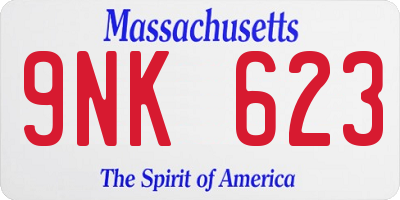 MA license plate 9NK623