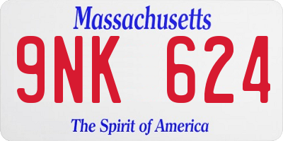 MA license plate 9NK624
