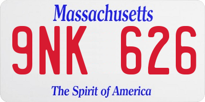 MA license plate 9NK626
