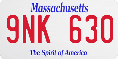 MA license plate 9NK630
