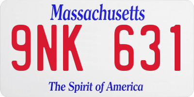 MA license plate 9NK631