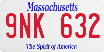 MA license plate 9NK632