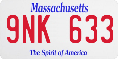 MA license plate 9NK633