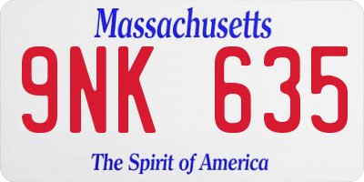 MA license plate 9NK635