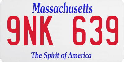MA license plate 9NK639