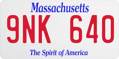 MA license plate 9NK640