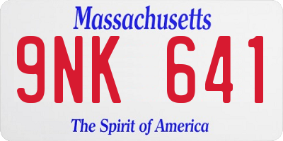 MA license plate 9NK641