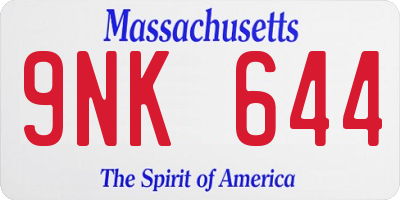 MA license plate 9NK644