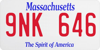 MA license plate 9NK646