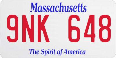 MA license plate 9NK648