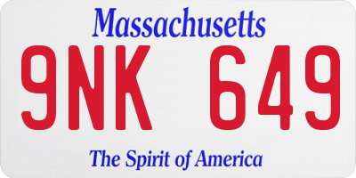 MA license plate 9NK649