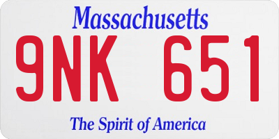 MA license plate 9NK651