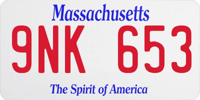 MA license plate 9NK653
