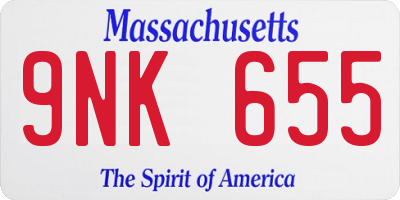 MA license plate 9NK655