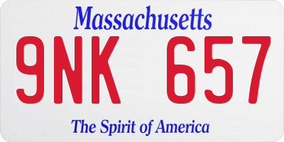 MA license plate 9NK657