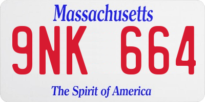 MA license plate 9NK664