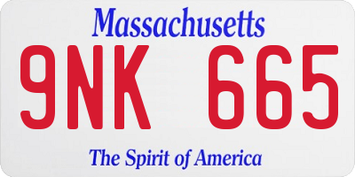 MA license plate 9NK665