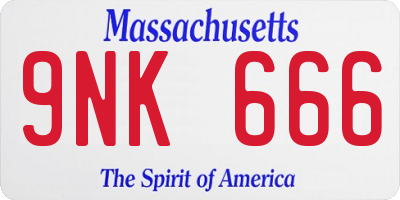 MA license plate 9NK666