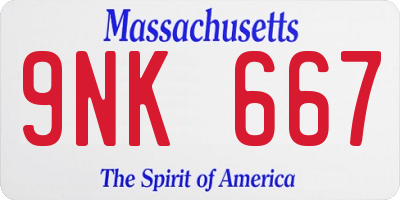 MA license plate 9NK667