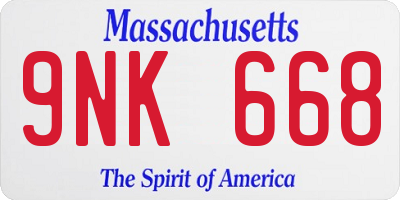 MA license plate 9NK668