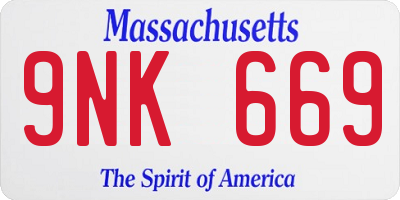 MA license plate 9NK669
