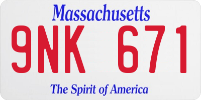MA license plate 9NK671