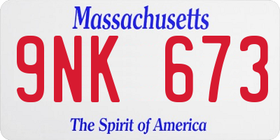 MA license plate 9NK673