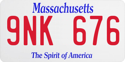 MA license plate 9NK676