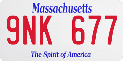 MA license plate 9NK677