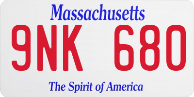 MA license plate 9NK680